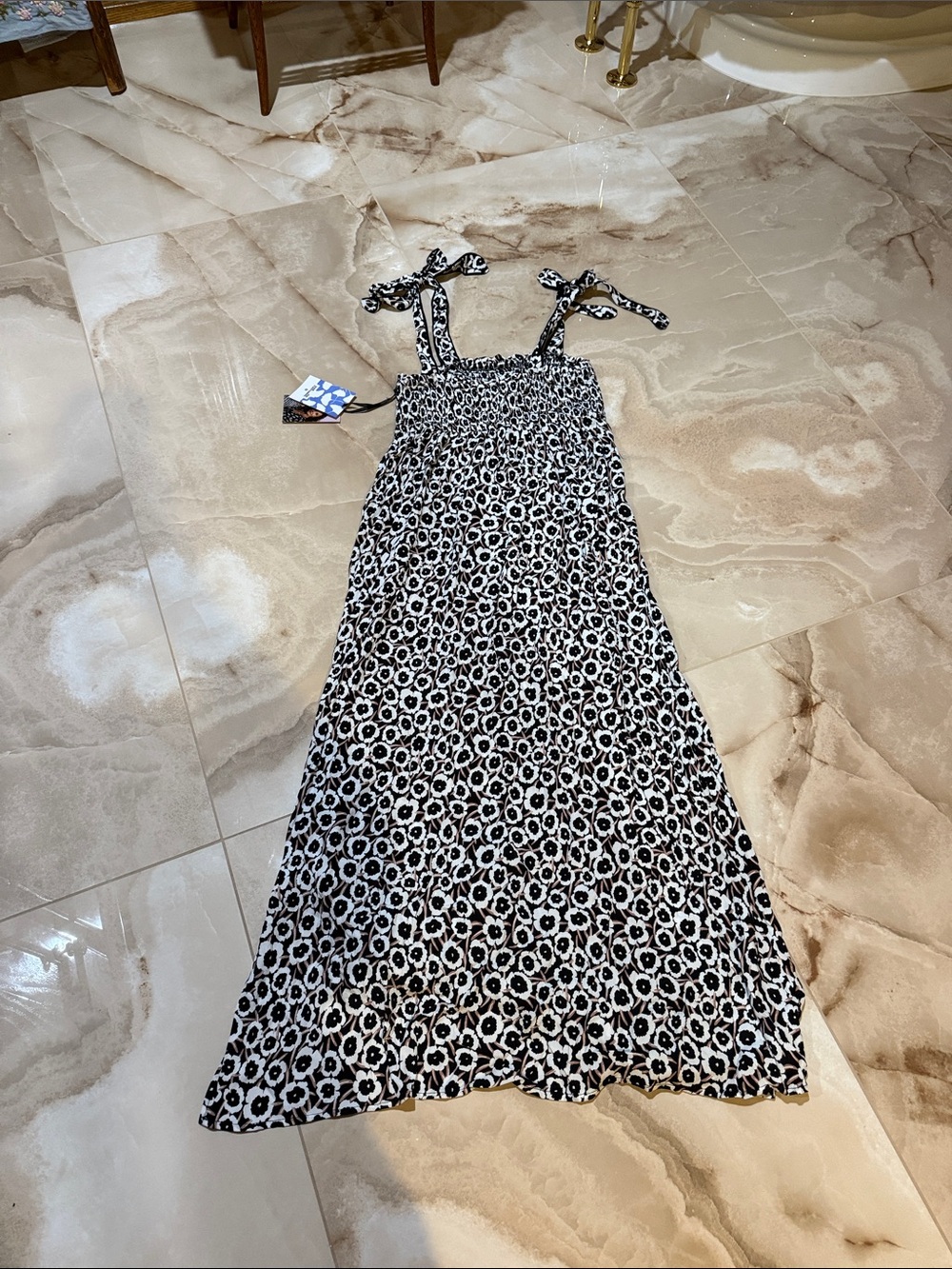 Diane Von Furstenberg Black and White Floral Maxi Dress